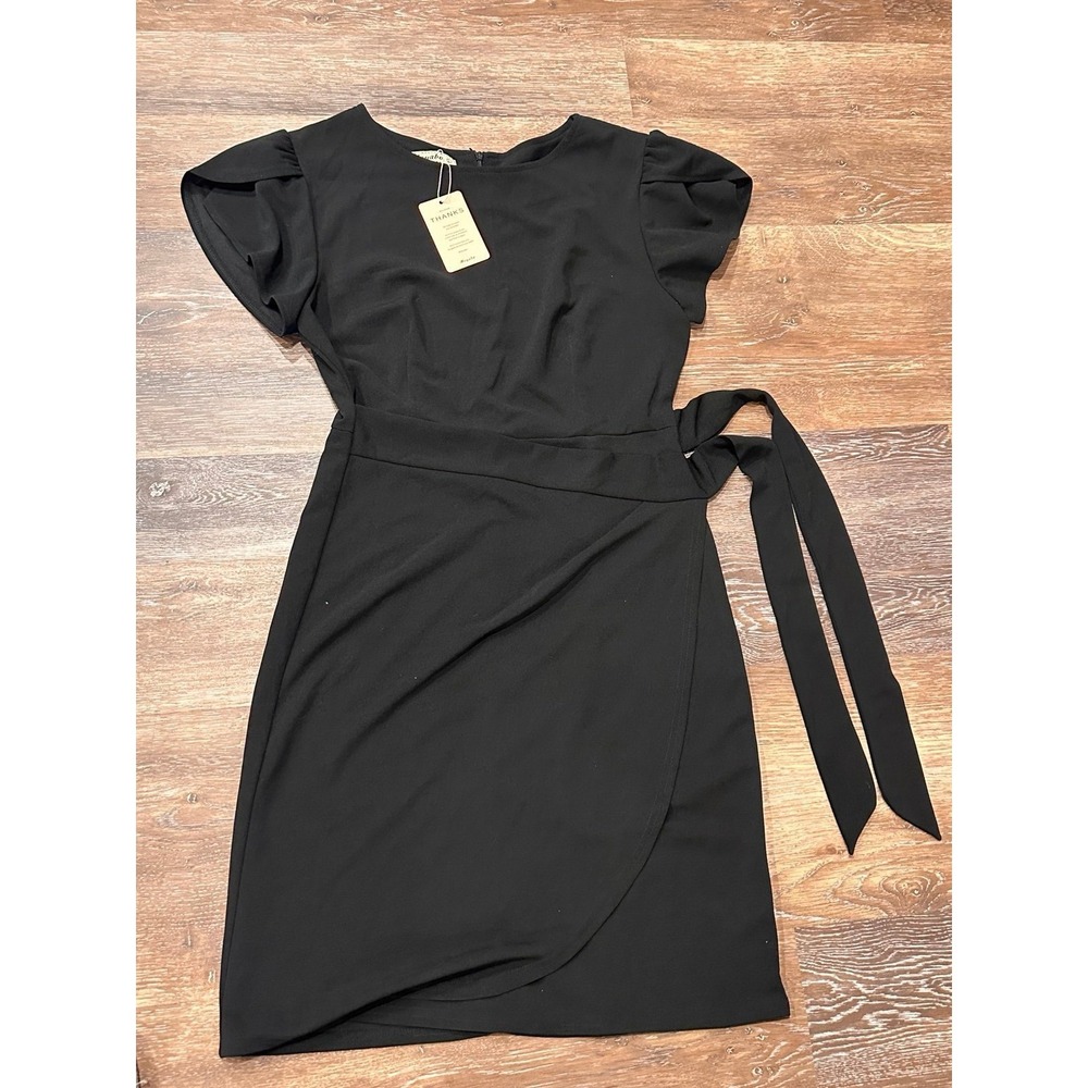 Moyabo Black Ruffle Sleeve Flared A Line Swing Casual Party Cocktail Dress Large